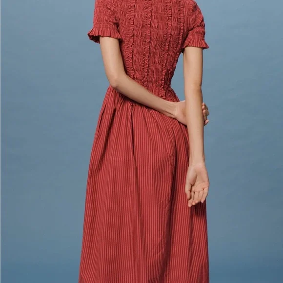 NWT Damson Madder Rapheala Shirred Midi Dress size 4 - Picture 3 of 6